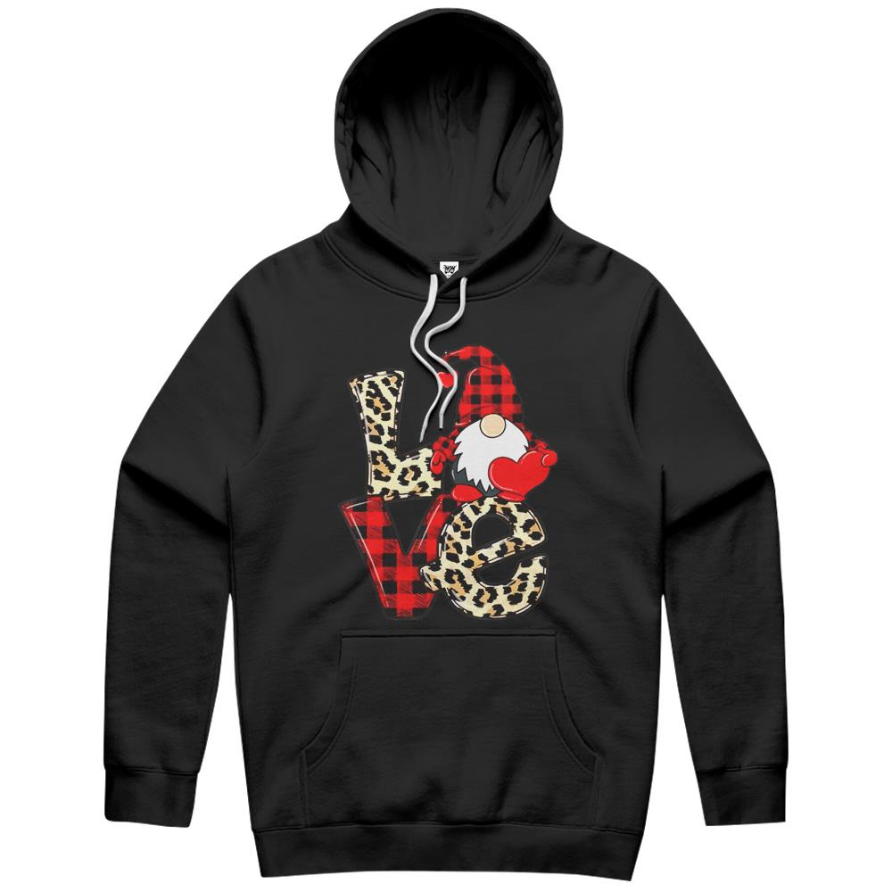 Cute Gnomes Valentines Love Leopard Plaid Couple Matching Hoodie