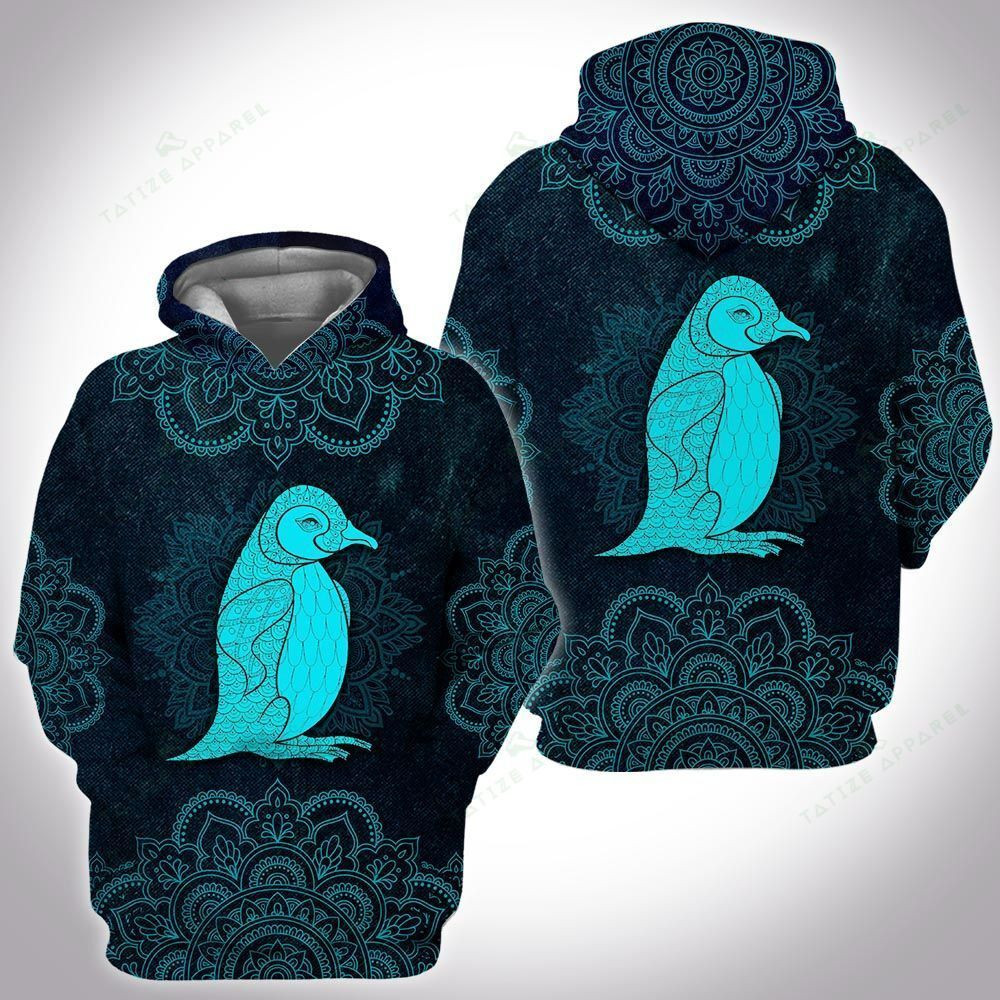 Animal Mandala Penguin Unisex 3D Hoodie All Over Print Kmaus