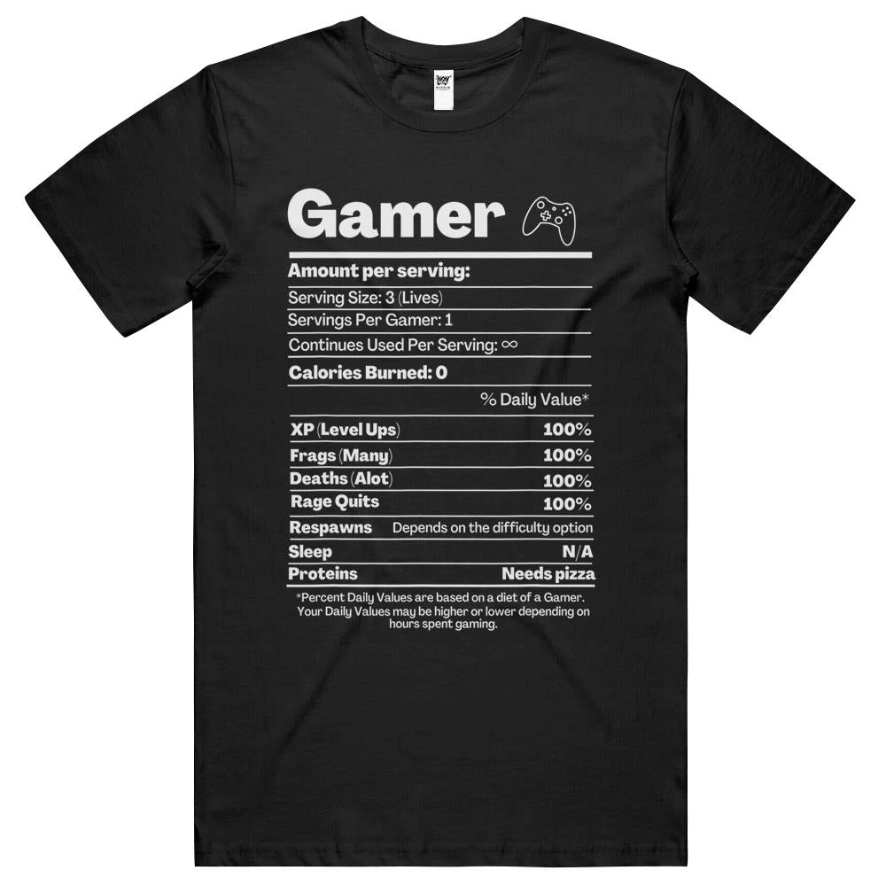 Nutritional Facts Shirt, Gamer Nutrition Facts Shirt, Funny Nutrition Facts Gamer Nutritional Facts T Shirts