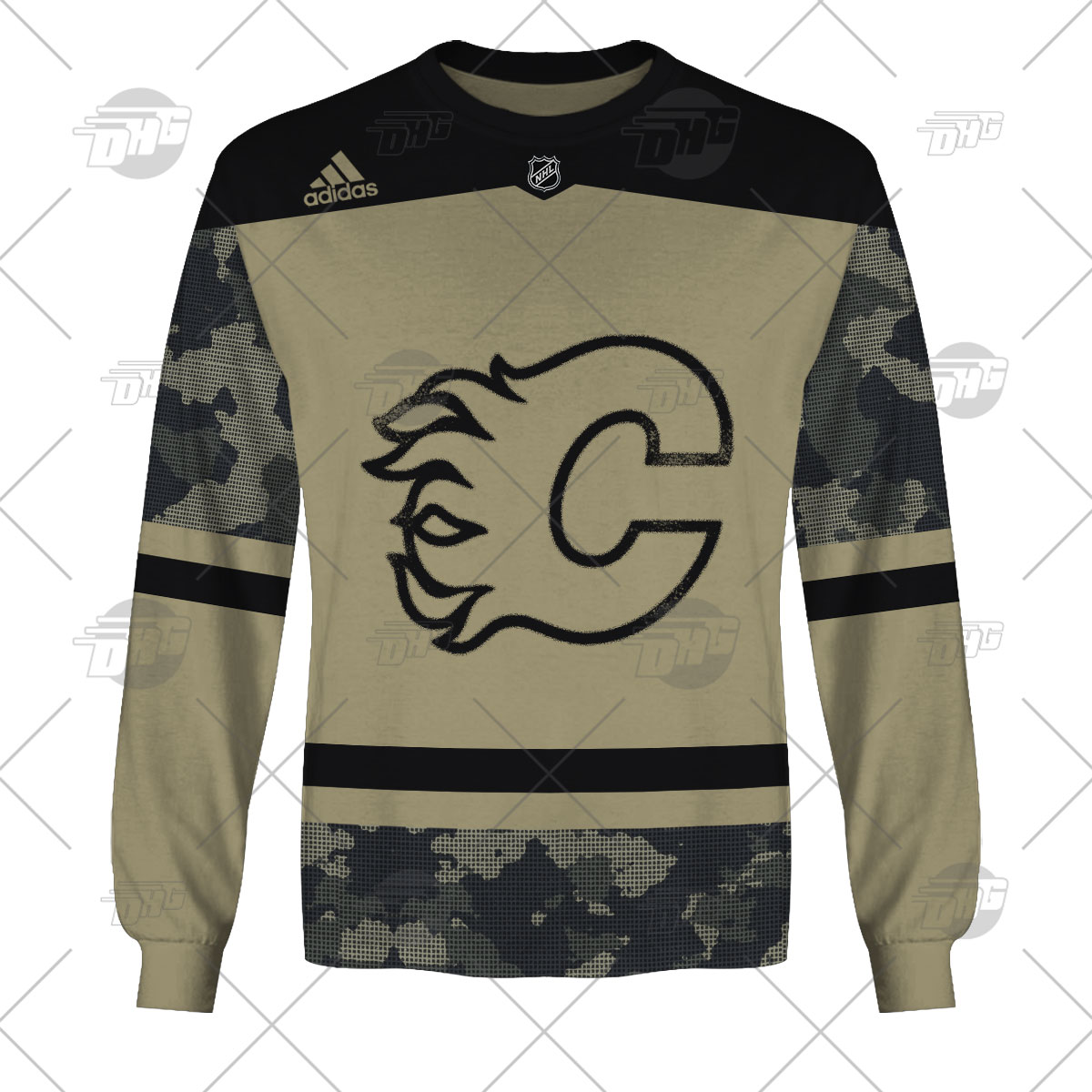 Calgary Flames Custom Name Number Camo Military Appreciation Team Gift For Fan 3D Full Printing Sweatshirt