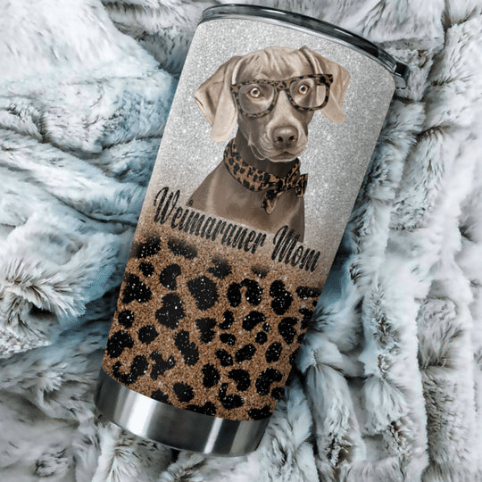 Weimaraner Dog Leopard Pattern Stainless Steel Skinny Tumbler Bulk, Double Wall Vacuum Slim Water Tumbler Cup With Lid, Reusable Metal Travel Coffee Mug