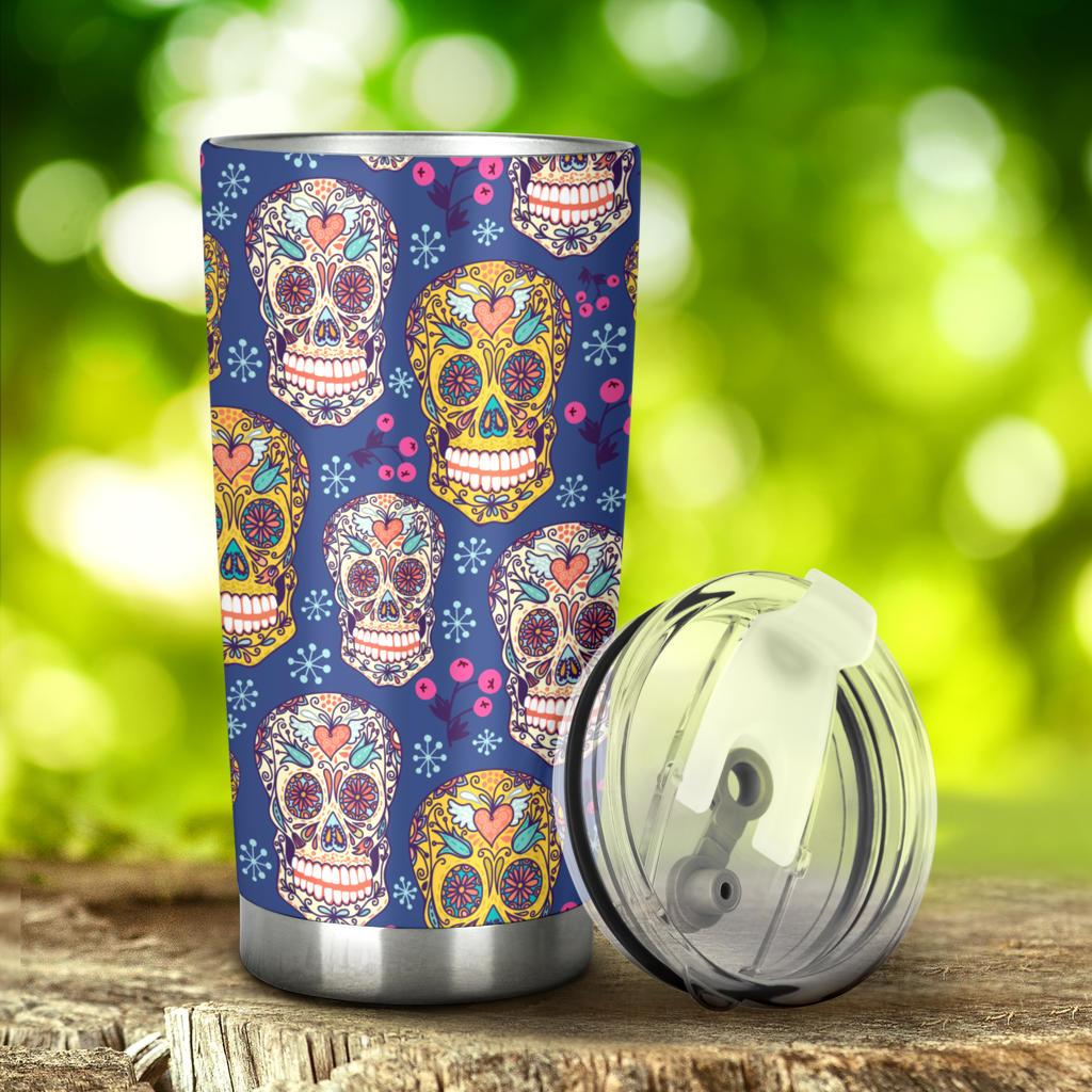 Sugar Skull Flower Pattern Tumbler