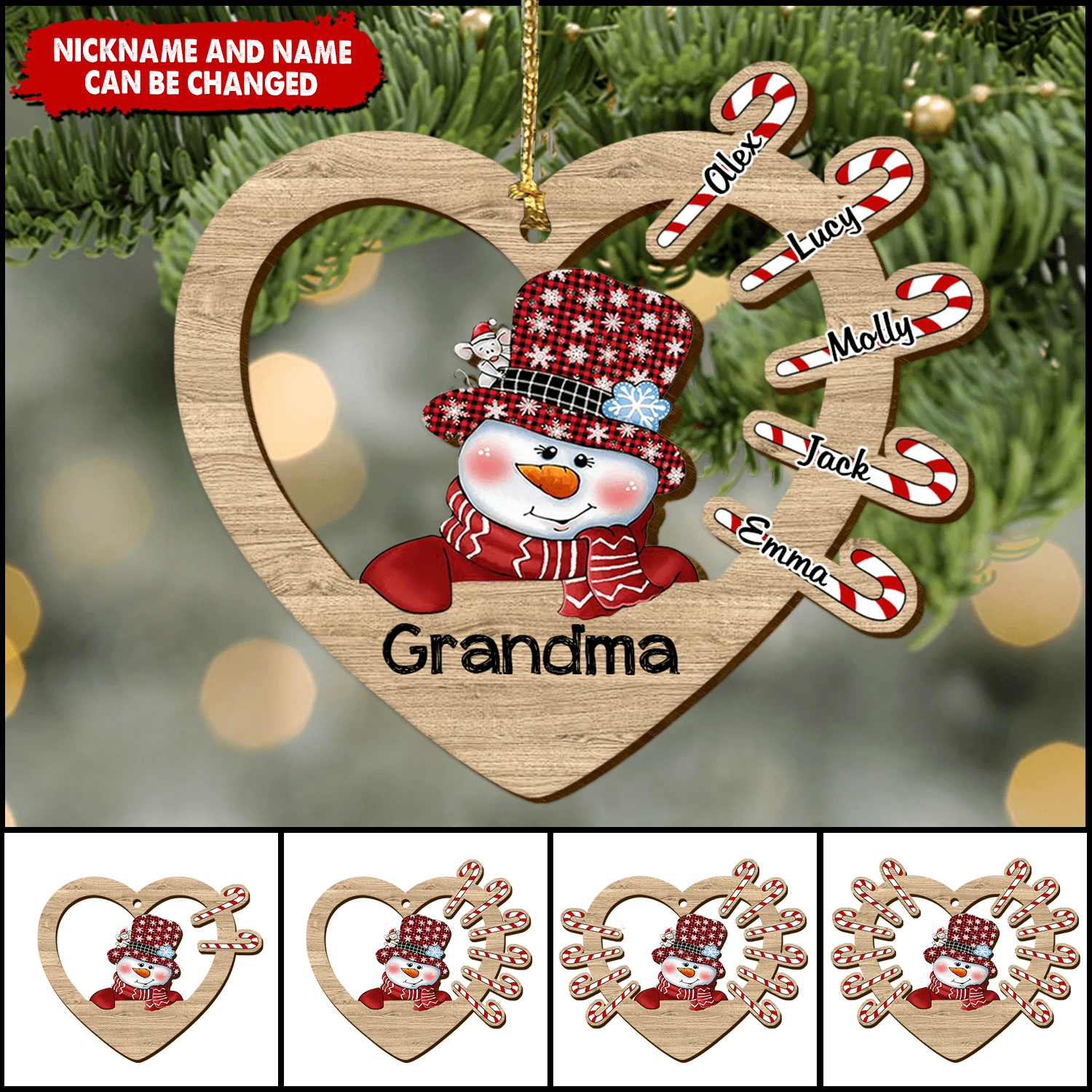 Personalized Grandma Snowman Shaped Ornament Ntk08Nov21Tt1