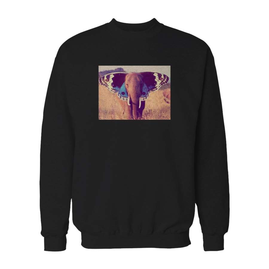 Gents Organic Art Elephant Dog Wings Sweatshirt