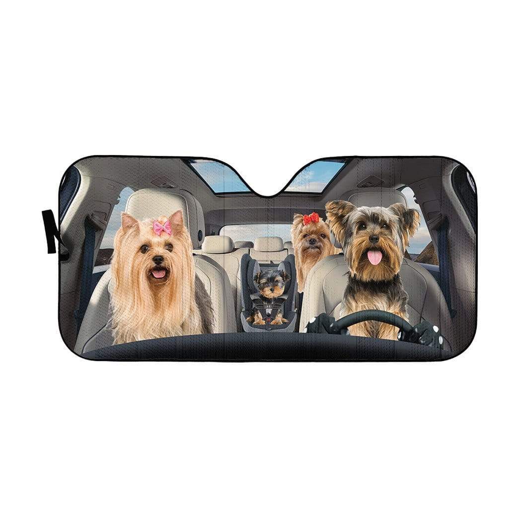 Gearhumans 3D Yorkshire Terrier Custom Car Auto Sunshade