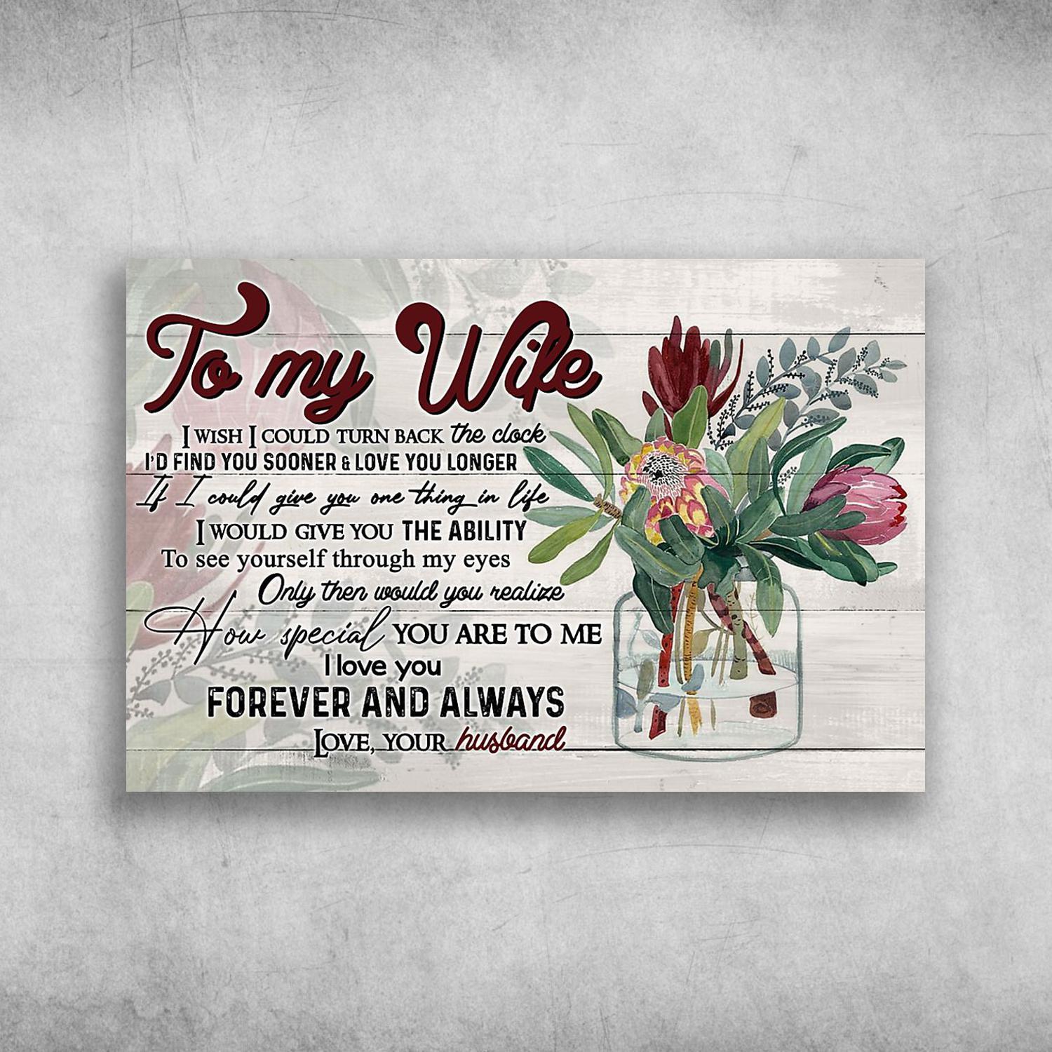 Protea Flower To My Wife How Special You Are To Me Poster Print Wall Art Canvas Wall Decor