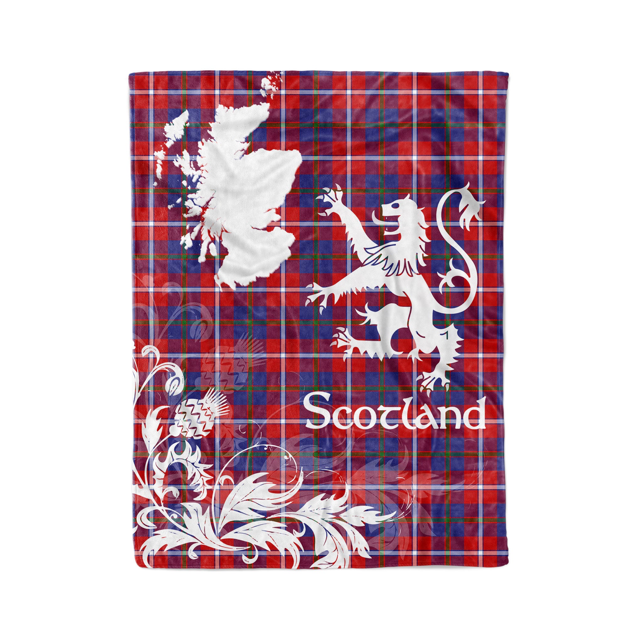 Tartan Plaid Fleece Blanket Tartan Blanket Thistle And Lion Scottish Clan Galloway Red Plaid Blanket