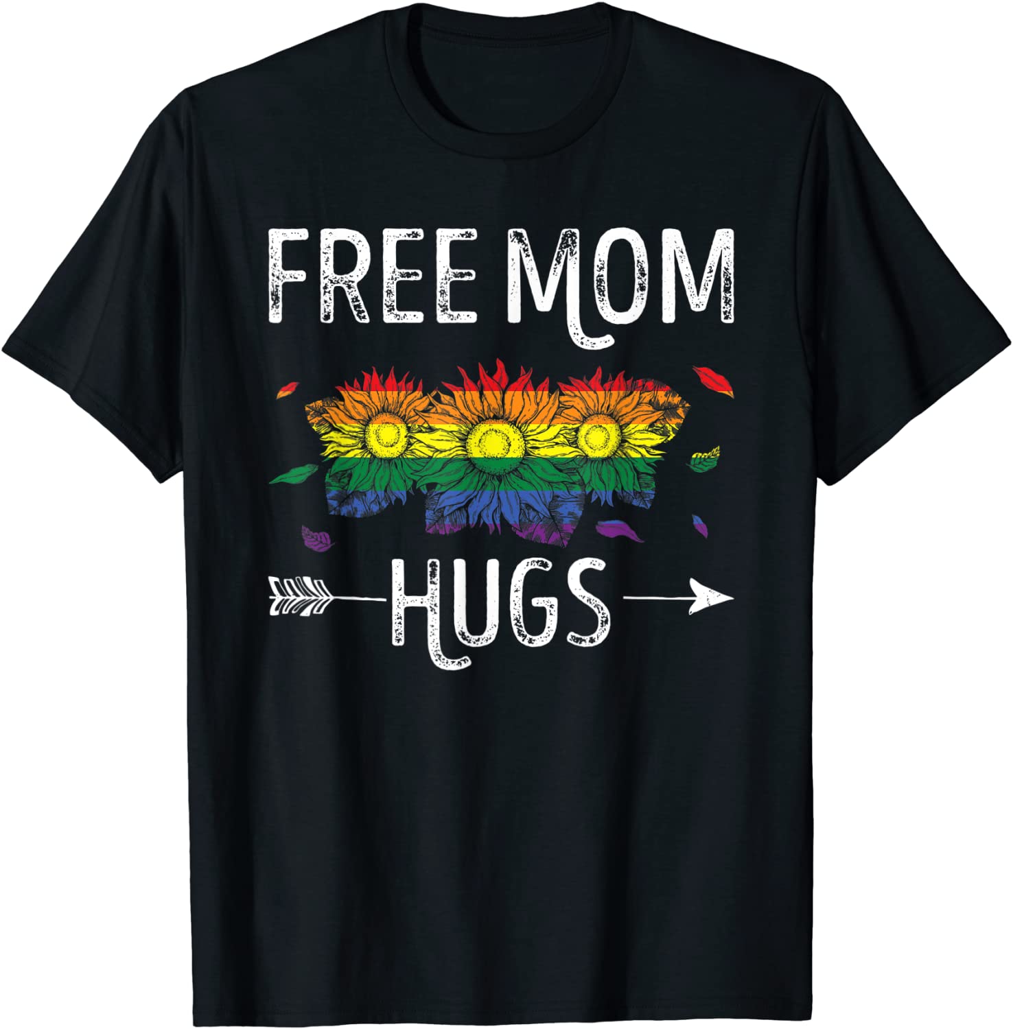 T Shirt For Lesbian Mom, Sunflower Pride Lgbt Shirt,Free Mom Hugs Tshirt Gift To Lesbian