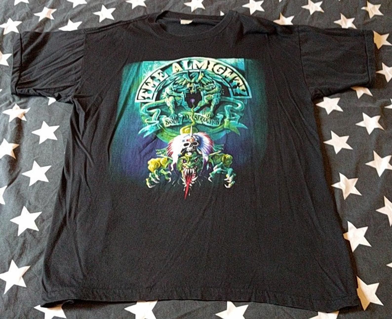 The Almighty Soul Destruction Tour 1991 Hard Rock T-shirt Kiss Aerosmith Montley Crue Ratt Poison Metallica Great Wasp