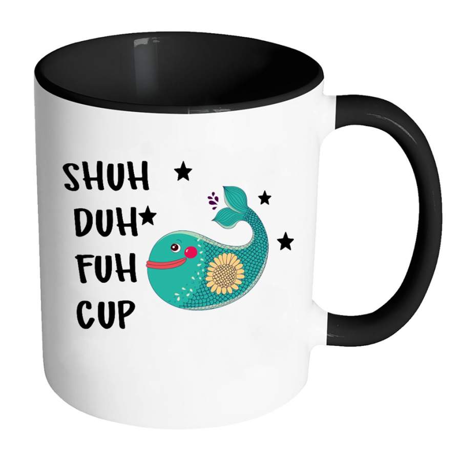 Shuh Duh Fuh Cup, Floral Shark – Full-Wrap Coffee Colors Accent Mug