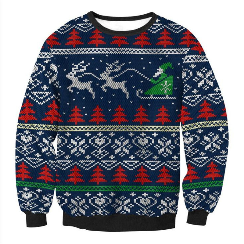 Christmas Sweaters Men Women Holiday Christmas Tree Reindeer Snowflakes Sweater Pullover Jumpers 3D Funny Xmas Sweatshirt alx