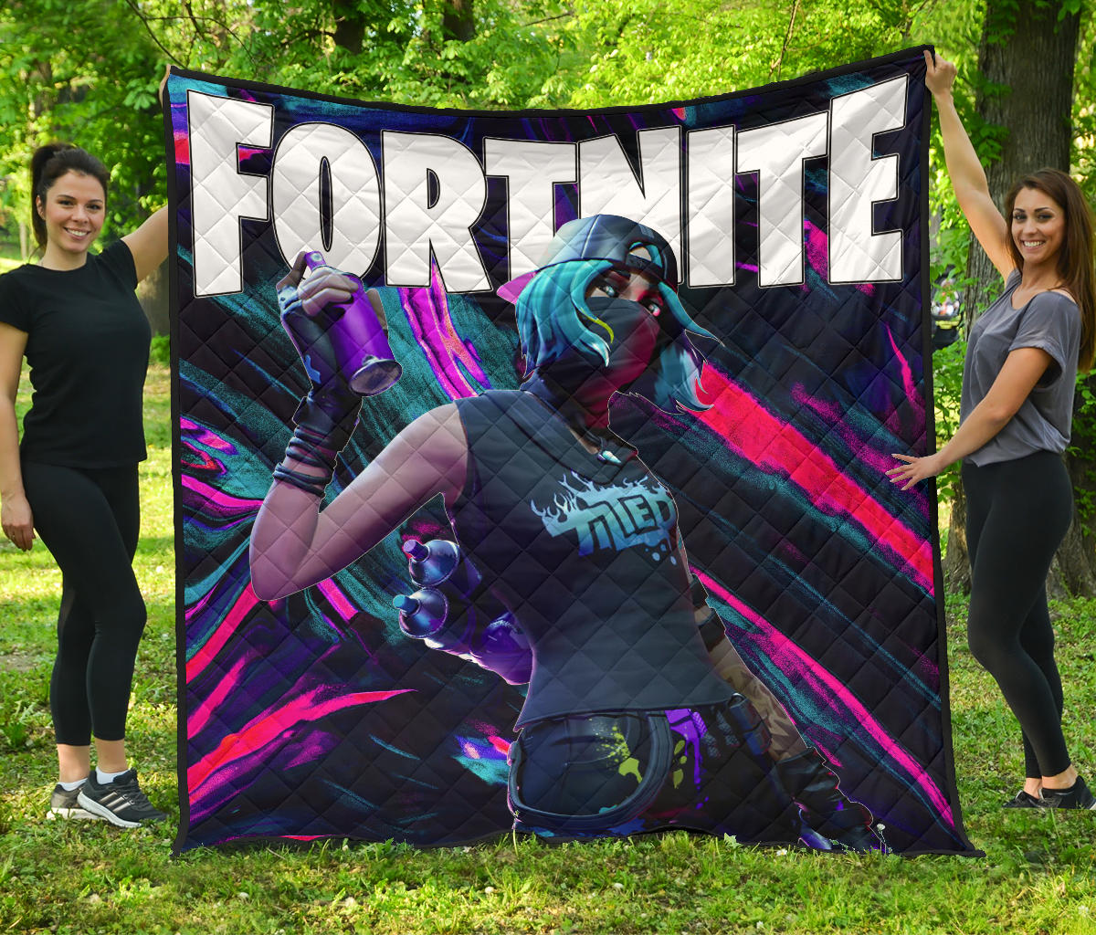 Fortnite Game Premium Quilt – Tilted Teknique Graffiti Street Skin Outfit Quilt Blanket