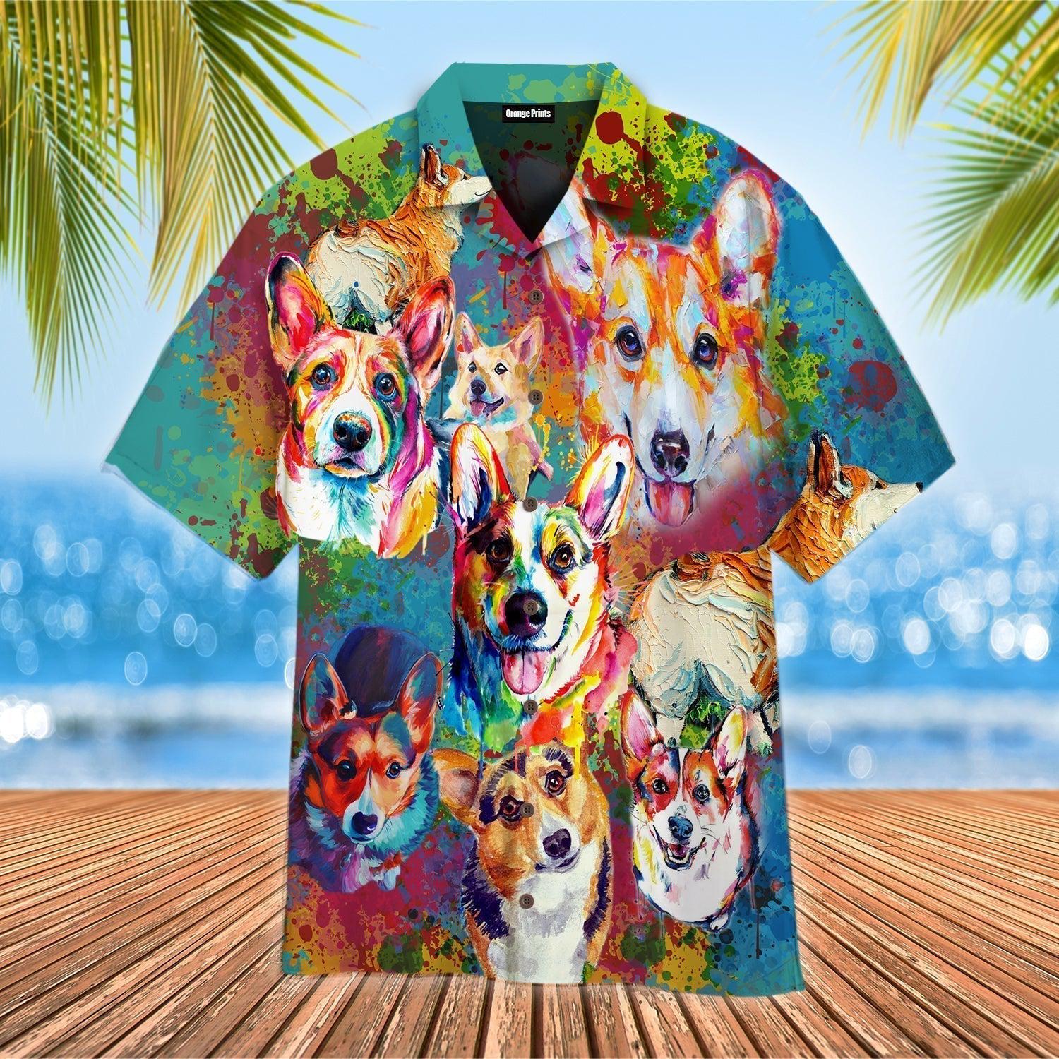 Corgi Dog Colorful Hawaiian Shirt – For Men And Women