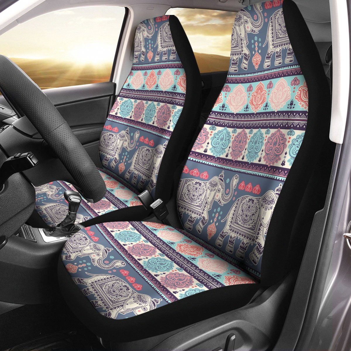 Indian Bohemian Ethnic Elephant Pattern Car Seat Cover Size Universal Fit