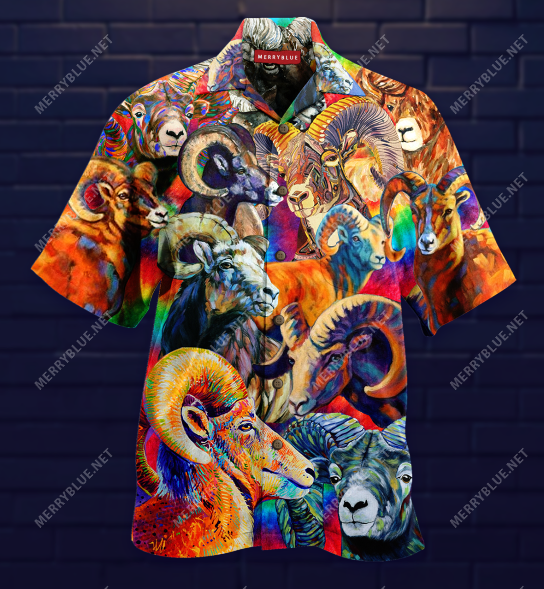 Colorful Bighorn Sheep Unisex Hawaii Shirt Ha101772