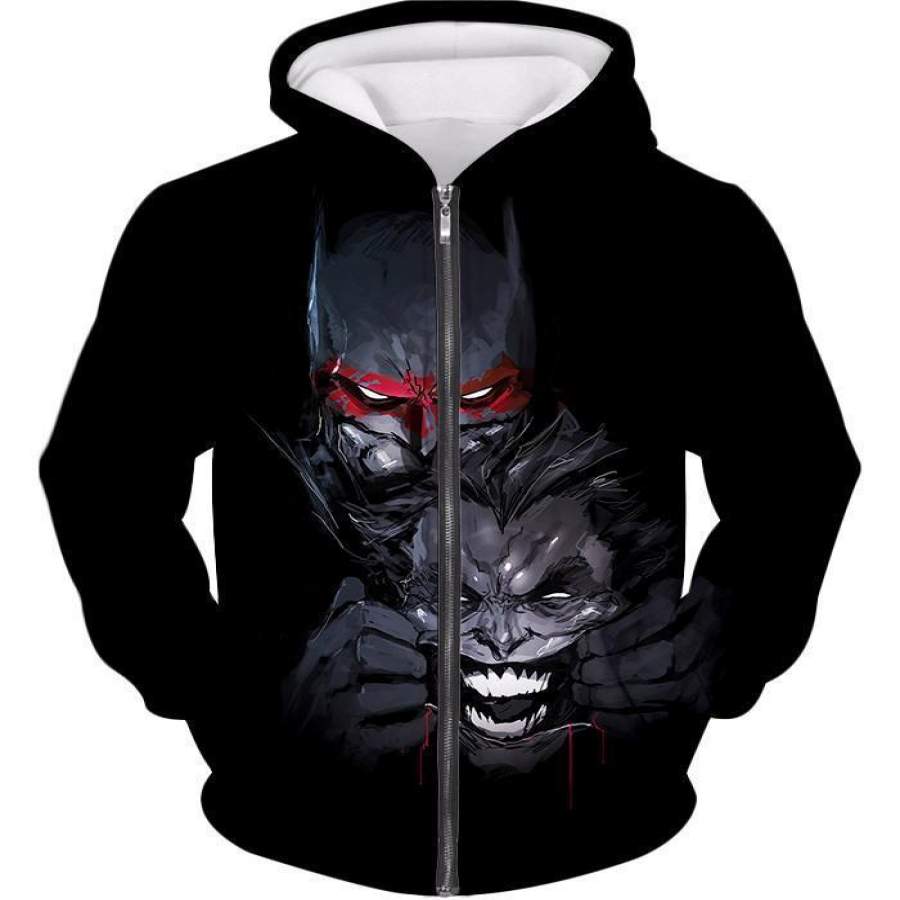 Ultimate Graphic Promo Batman Vs Joker HD Black Zip Up Hoodie