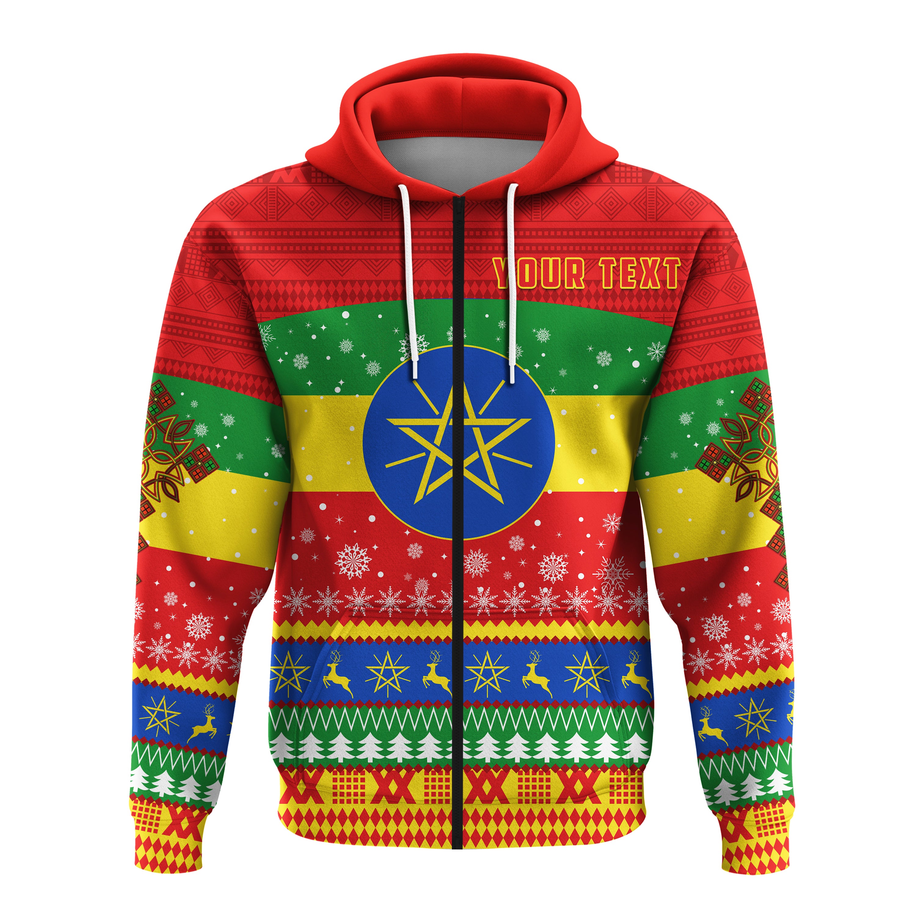 (Custom Personalised) Ethiopia Zip Hoodie Merry Christmas Mix African Pattern Lt13