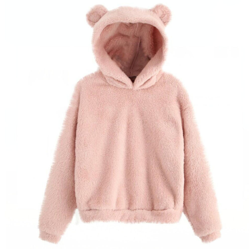 Women Teddy Sweater Plus Size 5XL Kawaii Teddy Bear Tops Harajuku Hooded Pullover Winter Fluffy Fleece Sherpa Sweaters alx