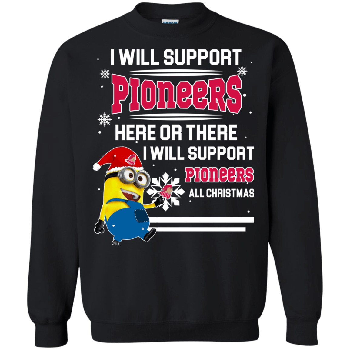 Trending Sacred Heart Pioneers Minion Ugly Christmas Sweaters Support Here Or There All Christmas Sweatshirts