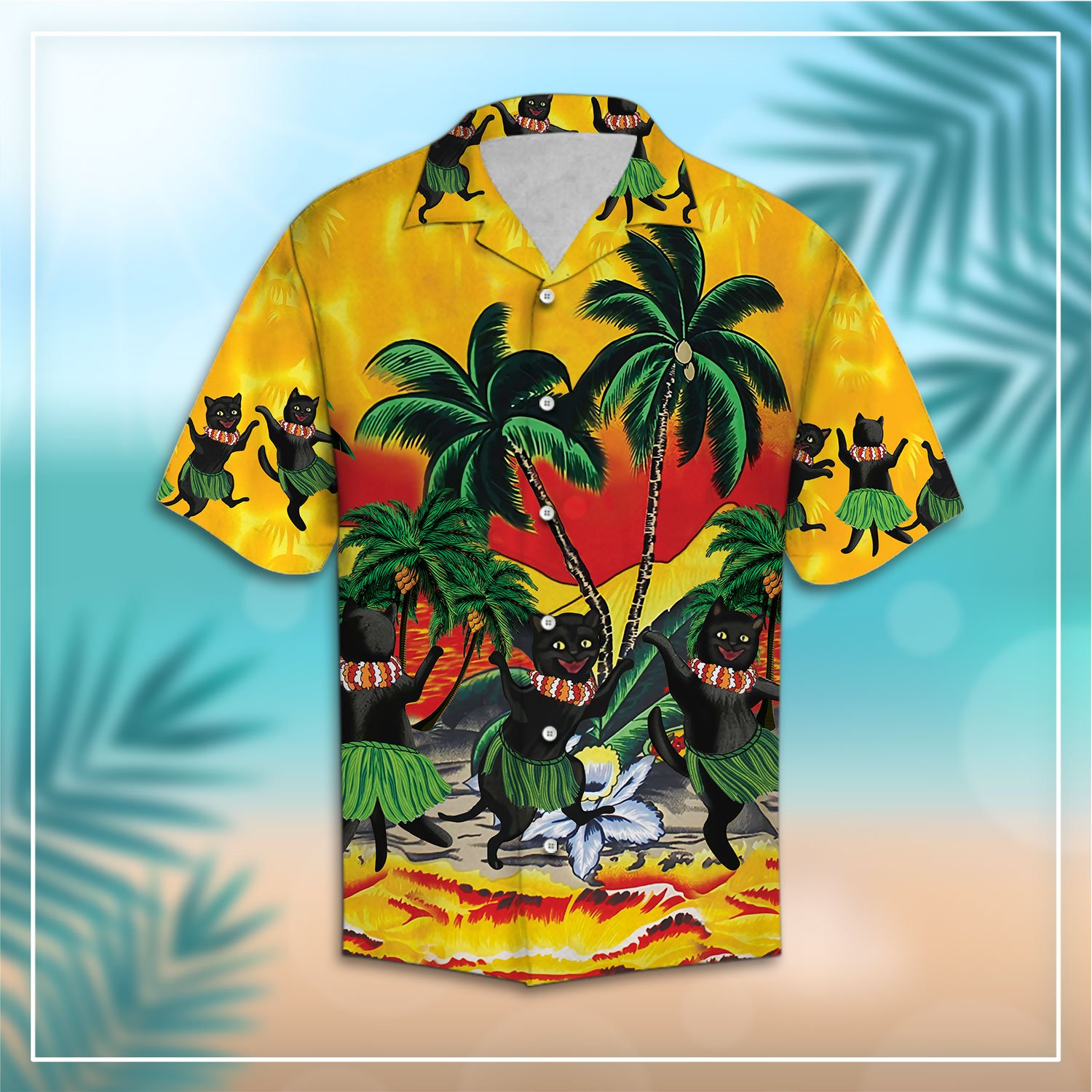 Black Cat Dancing Hawaii Aloha Shirt Ha105571