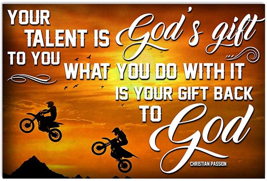 Vintage Motocross You Talent Is God’S Gift To You Poster Art Print      Home Decor Gift For Men Women Family Friend On Birthday Xmas