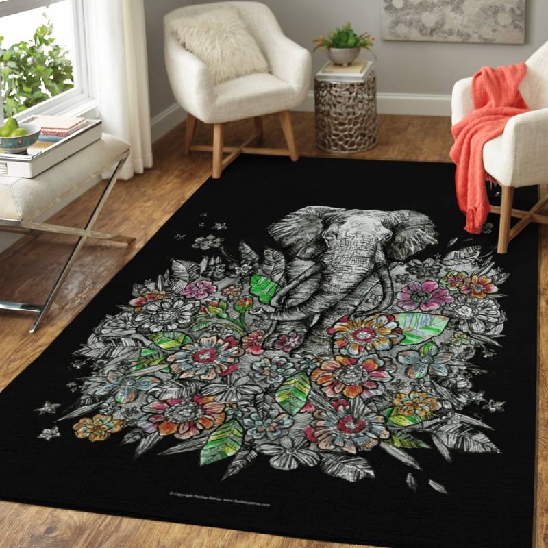 Floral Elephant – Spirit Animals Area Rug Carpet