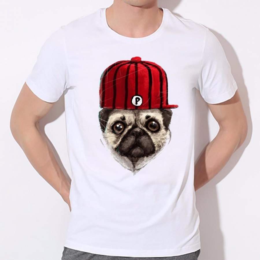 Wear A Hat Of Handsome Dog Printed T-Shirts 2017 Men Cartoon T Shirt 3D Animal/Pug Dog Print T-Shirt Harajuku Tshirt Homme