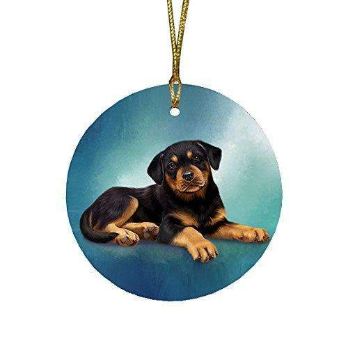 Rottweiler Puppy Round Christmas Ornament Rfpor48074