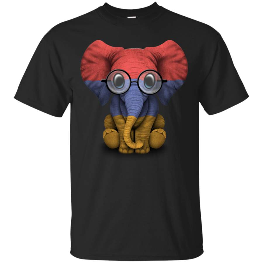 ARMENIA – Baby Elephant with Glasses and Armenian Flag T Shirt & Hoodie