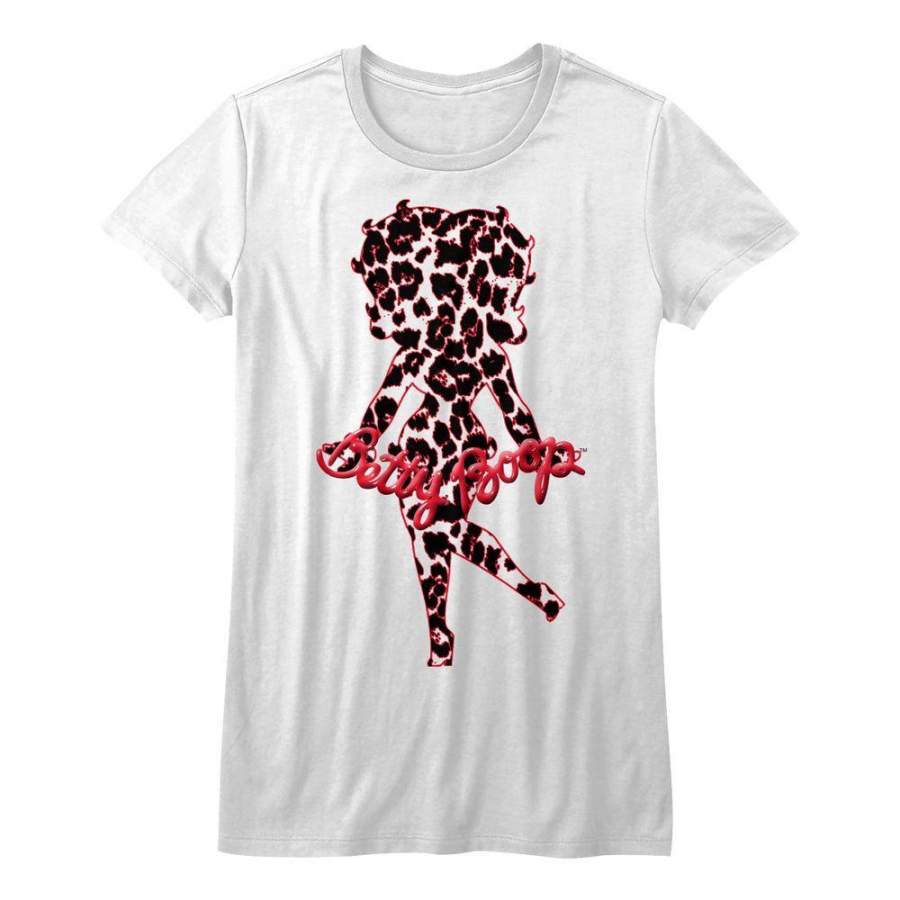 Betty Boop Leopard Womens Juniors T Shirt White