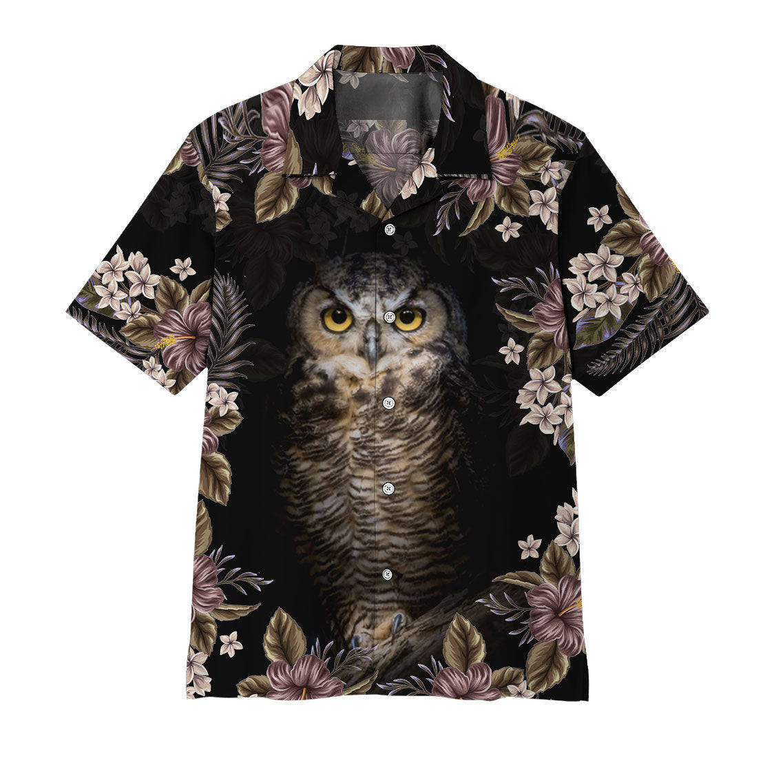 Gearhumans Owl Flower Hawaiian Shirt Ha85125