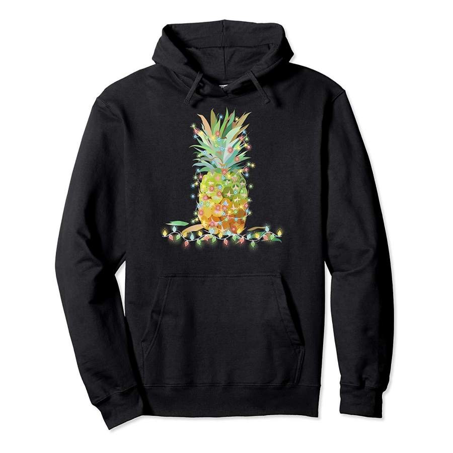 Beach Tropical Christmas Pineapple Christmas Lights Hoodie