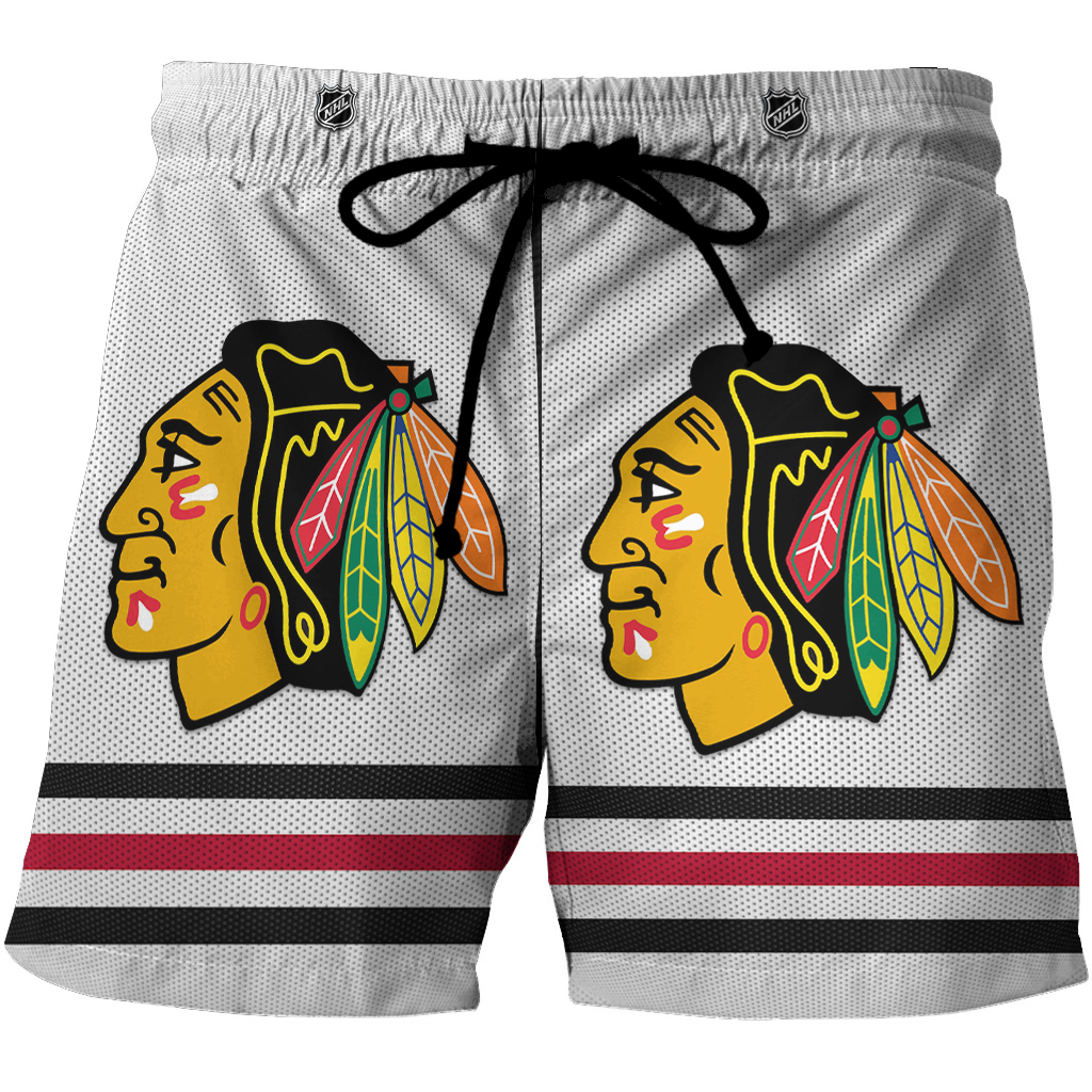 Chicago Blackhawks Emblem Texture3 3D All Over Print Summer Beach Hawaiian Short