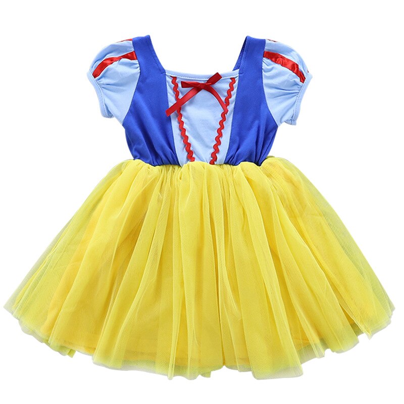 Summer New Cotton Snow White Dress Princess Skirt Children’s Cute Puff Sleeve Gauze Skirt Size 90-130 alx