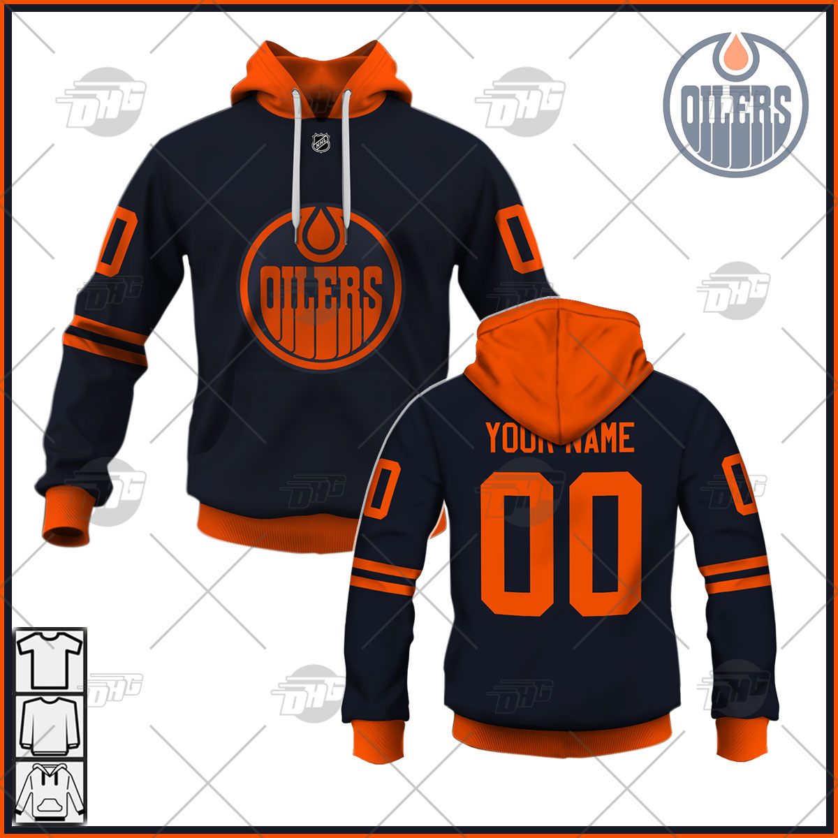 Personalized Mens Edmonton Oilers 2022 Navy Alternate Primegreen Pro Player Jersey Personalize Hoodie