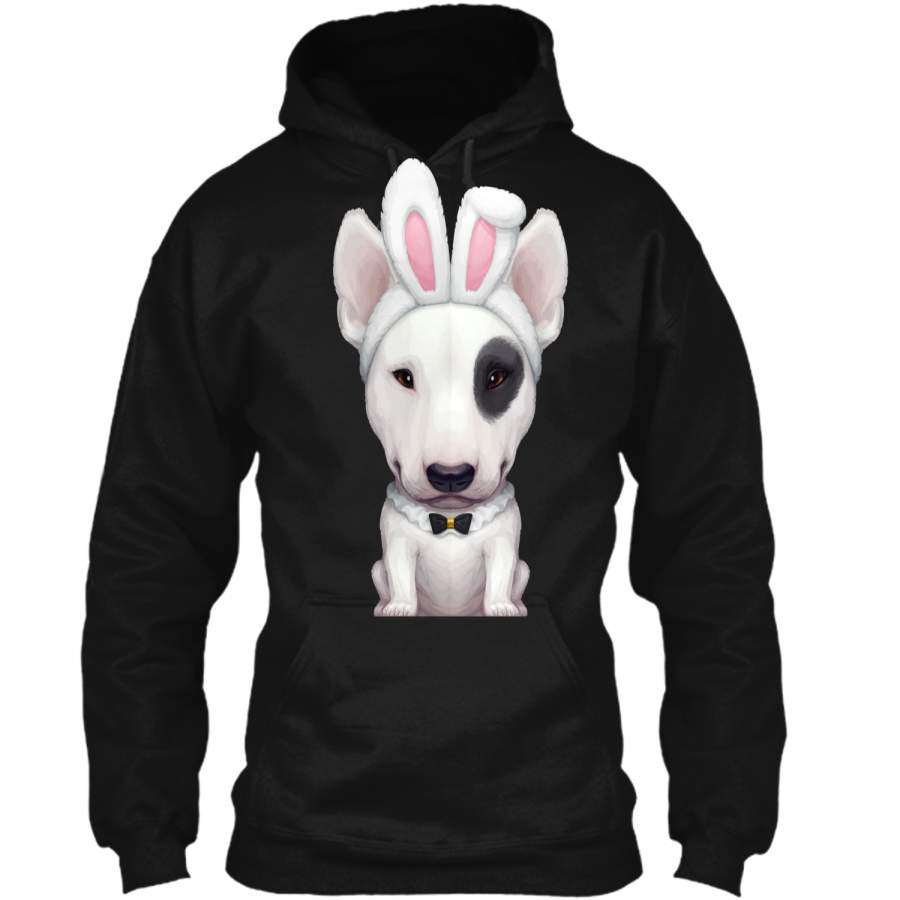 Bull Terrier with Eye Patch in Easter Bunny Costume T-Shirt Pullover Hoodie 8 oz