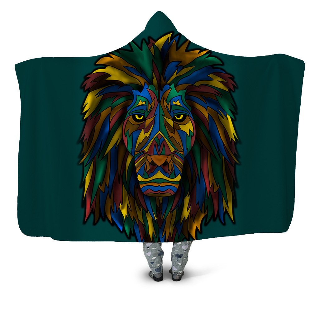 Animal Hooded Blankets – Animal Series Colorful Lion Fleece Hooded Blanket