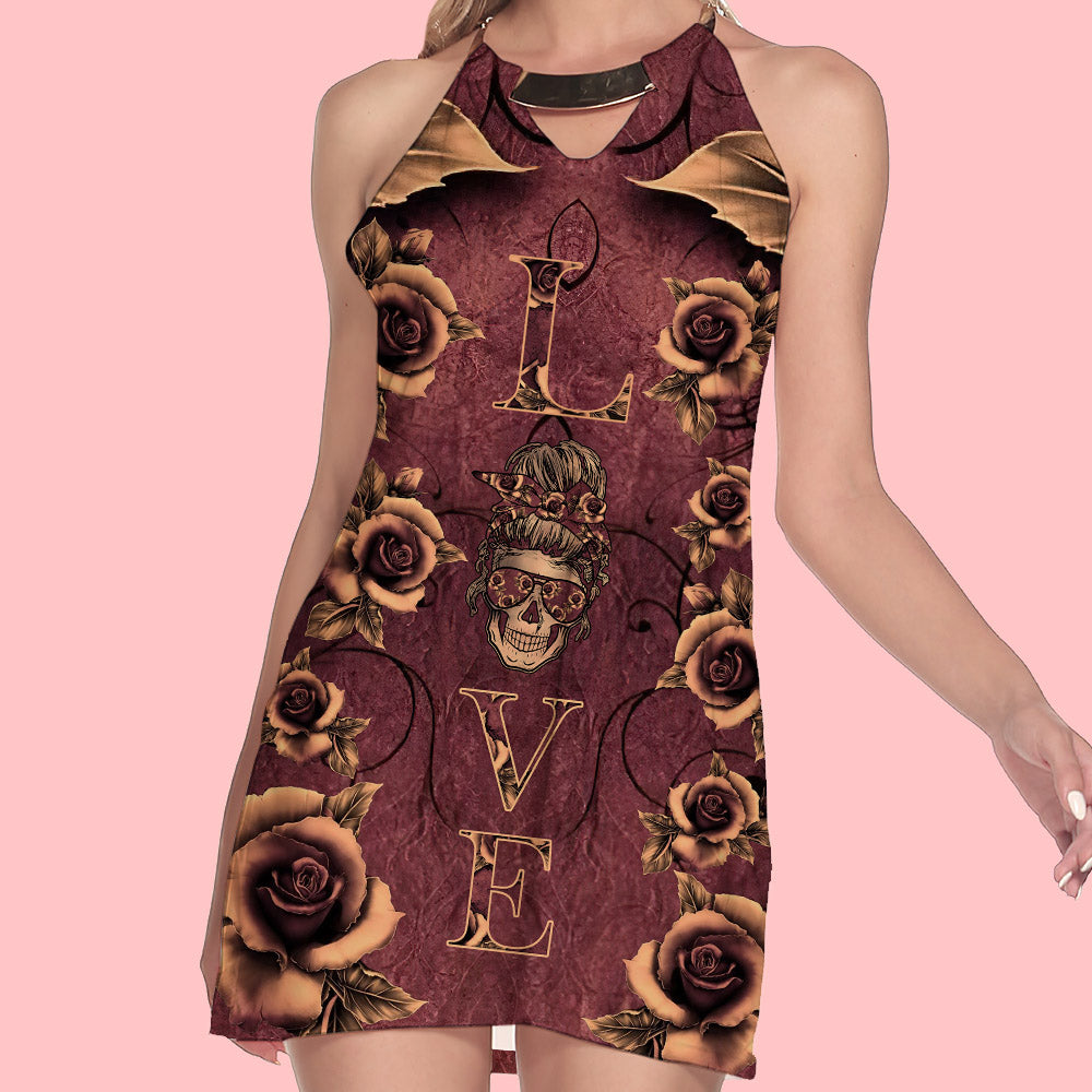 Love Skull Rose All Over Print Women Dress – Tltm0701212