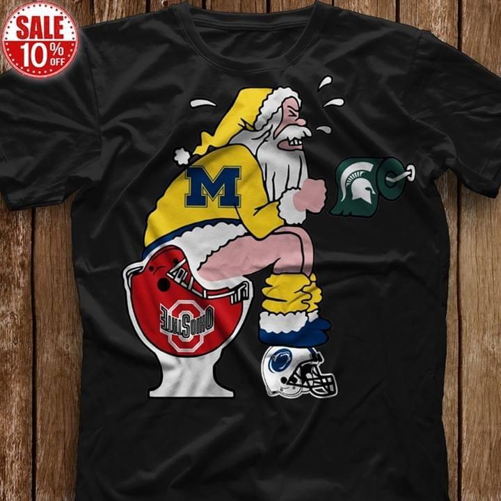 Michigan Wolverines Santa Sit On Ohio State Buckeyes Toilet Hoodie Sweater T-Shirt