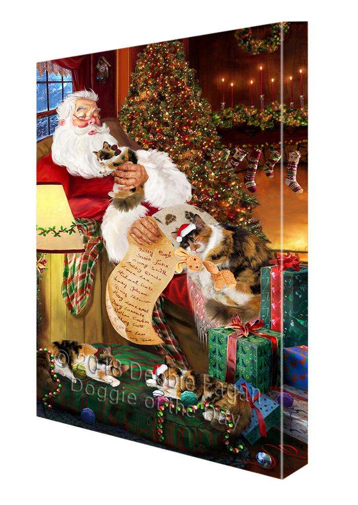 Calico Cats And Kittens Sleeping With Santa  Canvas Print Wall Art Décor Cvs108467