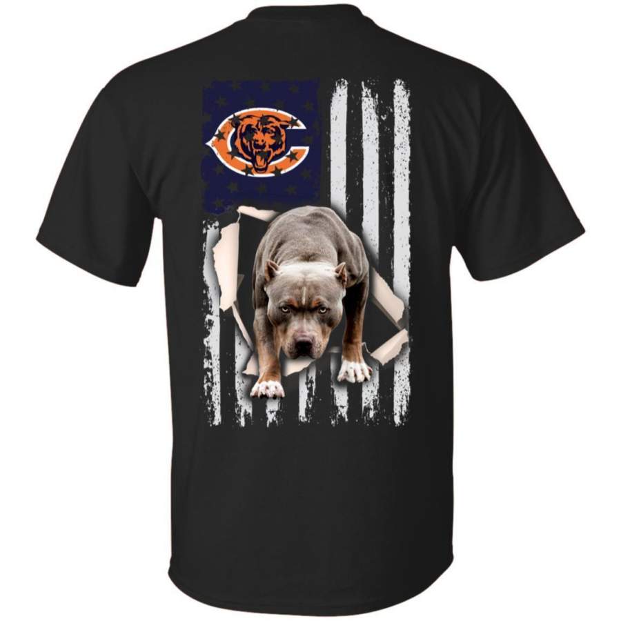 PitBull Steps Out From USA Flag Chicago Bears Team Shirt Men Women TT08