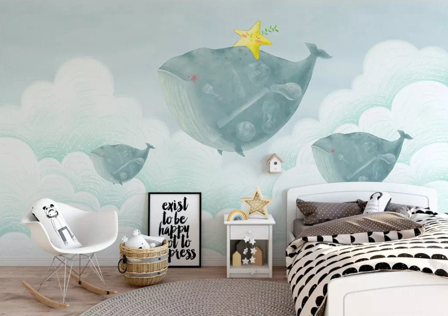 3D Kids,Air, Fat Whale Wallpaper-Nursery