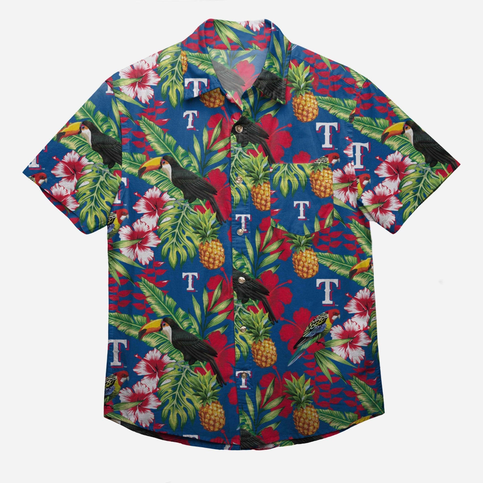 Texas Rangers Floral Button Up Hawaii Shirt Ha15153