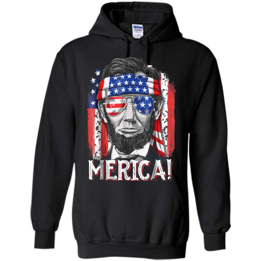 4th of July  for Men Merica Abe Lincoln Boys Kids Gift Pullover Hoodie 8 oz