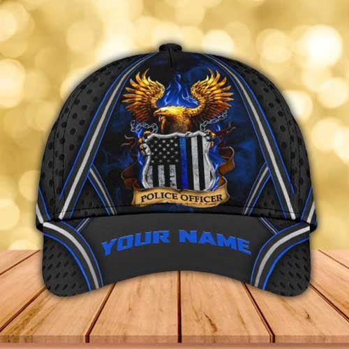 Personalized Police Officer 3D Baseball Cap, Eagle Police Hat For Him