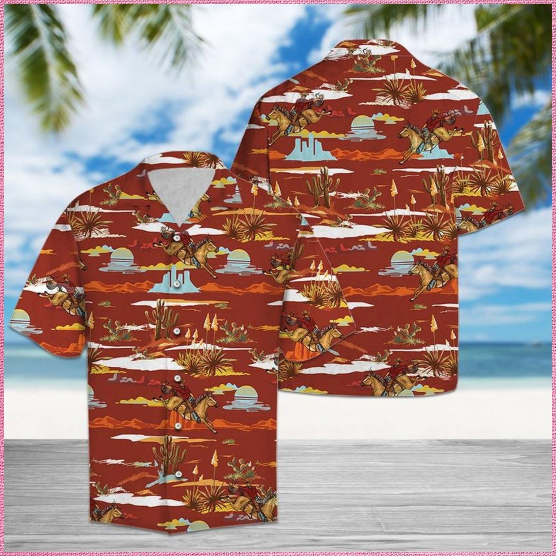 Cowboy Cactus Desert Hawaii Shirt Made In Summer Beach Shirts Ha59637