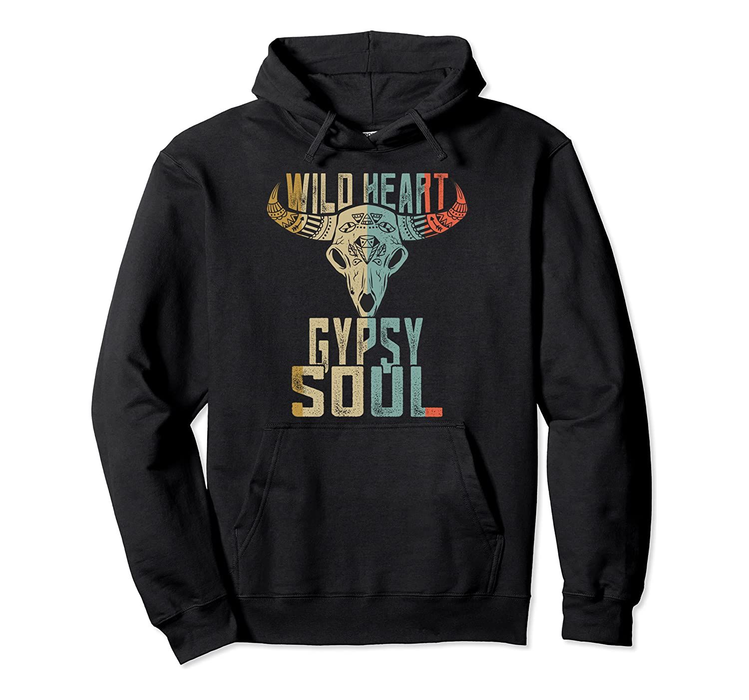 Wild Heart Gypsy Soul Vintage BoHo Cow Bull Skull Pullover Hoodie, T-Shirt, Sweatshirt