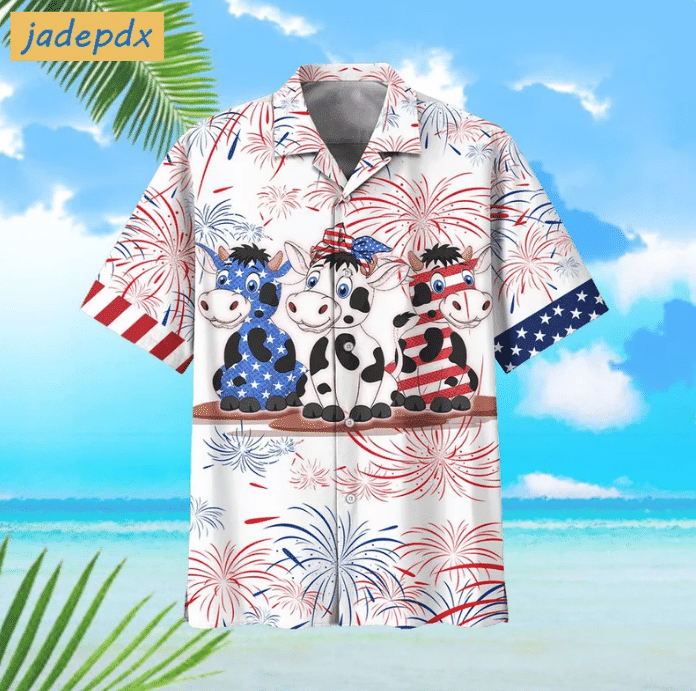 Cute American Cows Firework Of July Hawaii Shirt Ha49294