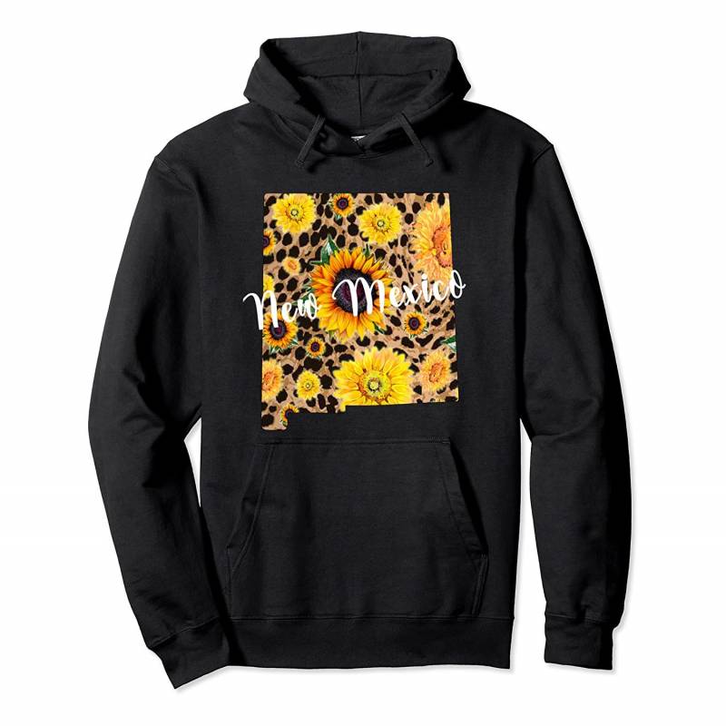 New Mexico Sunflower Leopard Print Wildflower State Map Pullover Hoodie, T Shirt, Sweatshirt