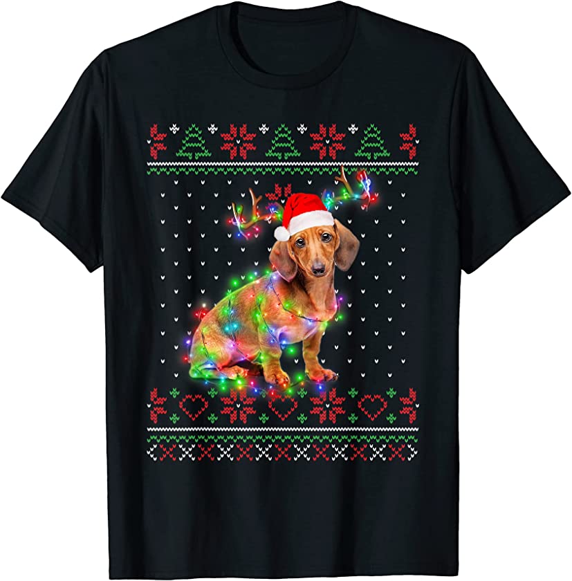 Dachshund Dog Ugly Sweater Christmas Puppy Dog Lover T-Shirt